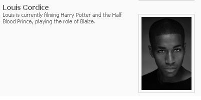 Louis Cordice interpretarÃ¡ a Blaisa Zabini en Harry Potter y el PrÃ­ncipe Mestizo